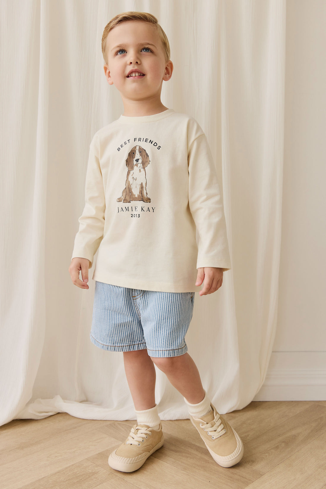 Marshall Long Sleeve Top - Parchment Best Friends Childrens Top from Jamie Kay USA