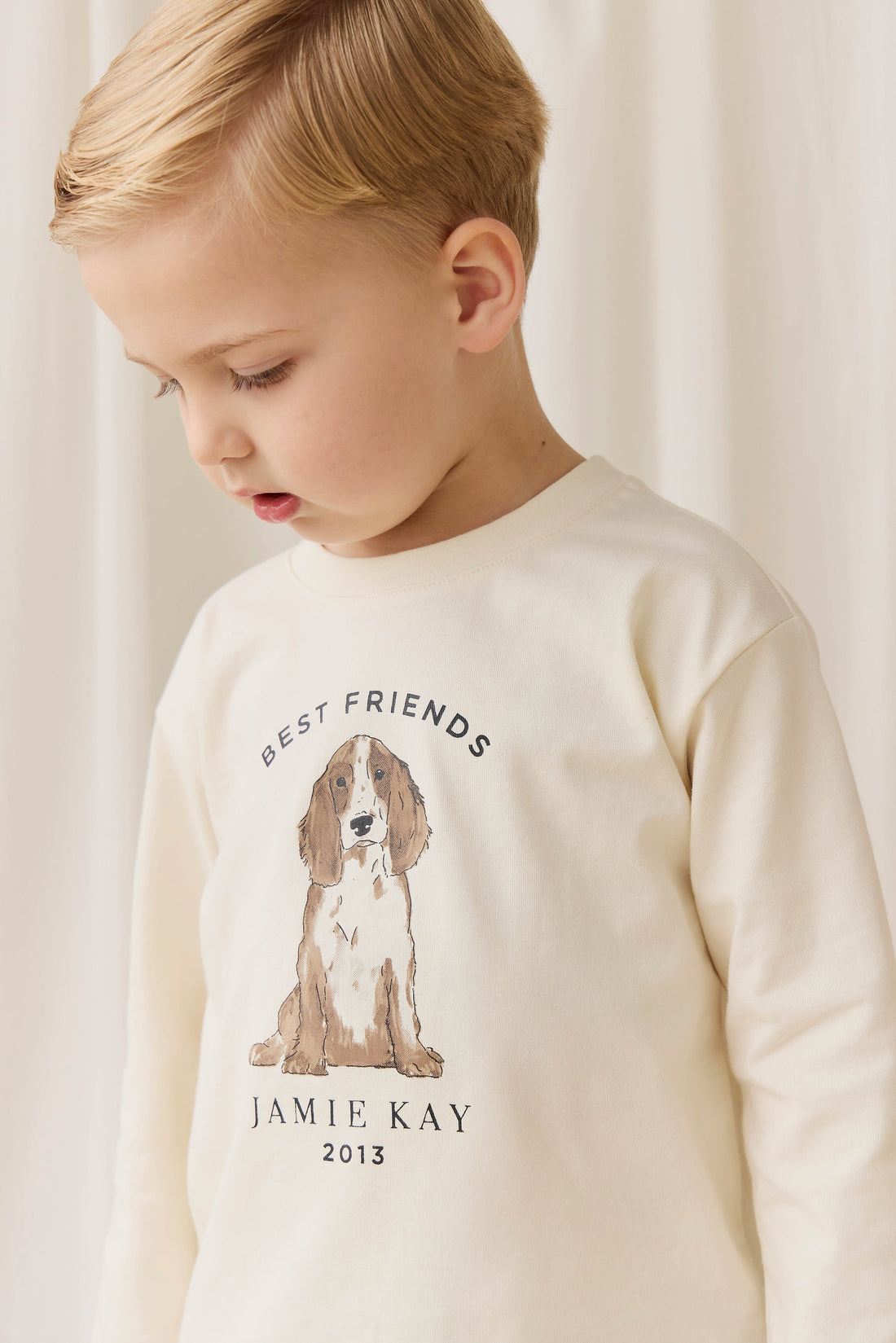 Marshall Long Sleeve Top - Parchment Best Friends Childrens Top from Jamie Kay USA