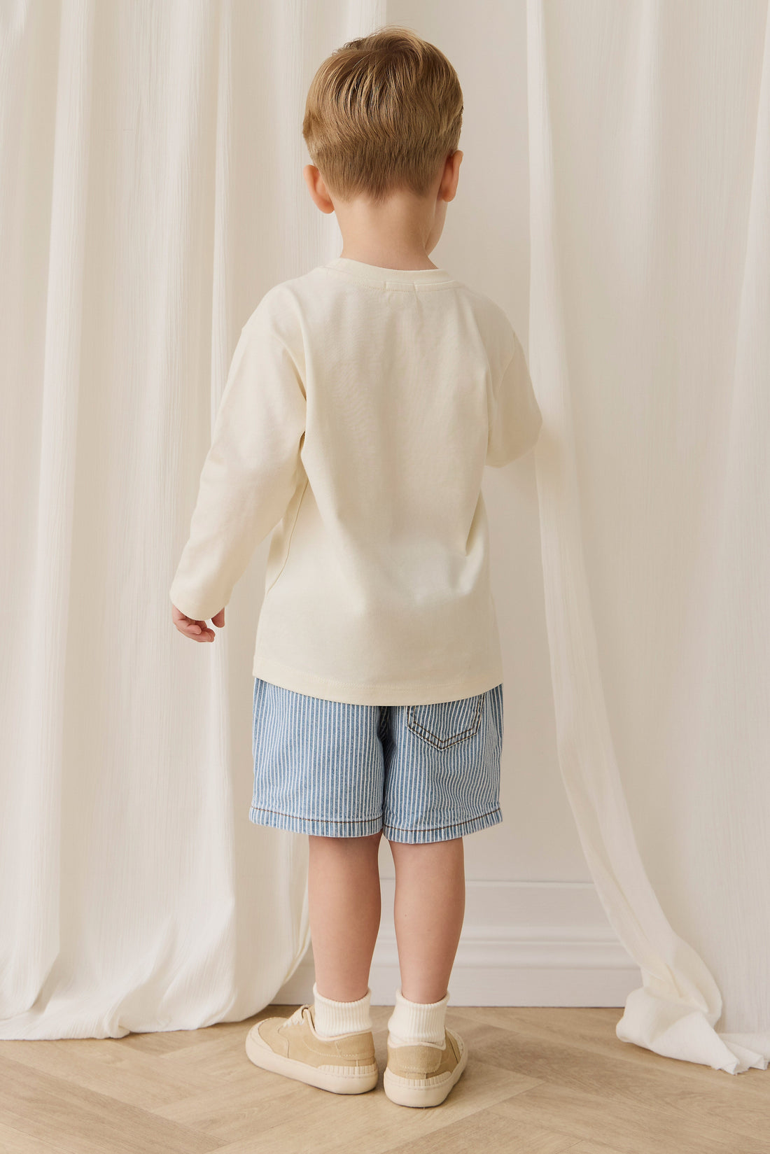 Reid Denim Short - Holiday Stripe Childrens Shorts from Jamie Kay USA