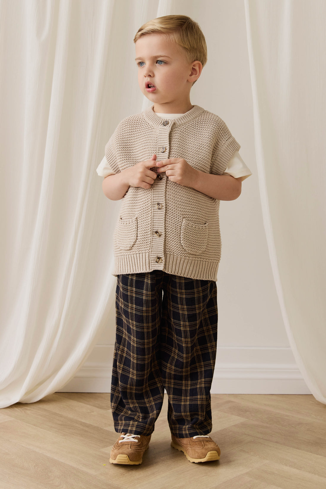 Organic Cotton Kenji Pant-Woodland Check Childrens Pant from Jamie Kay USA
