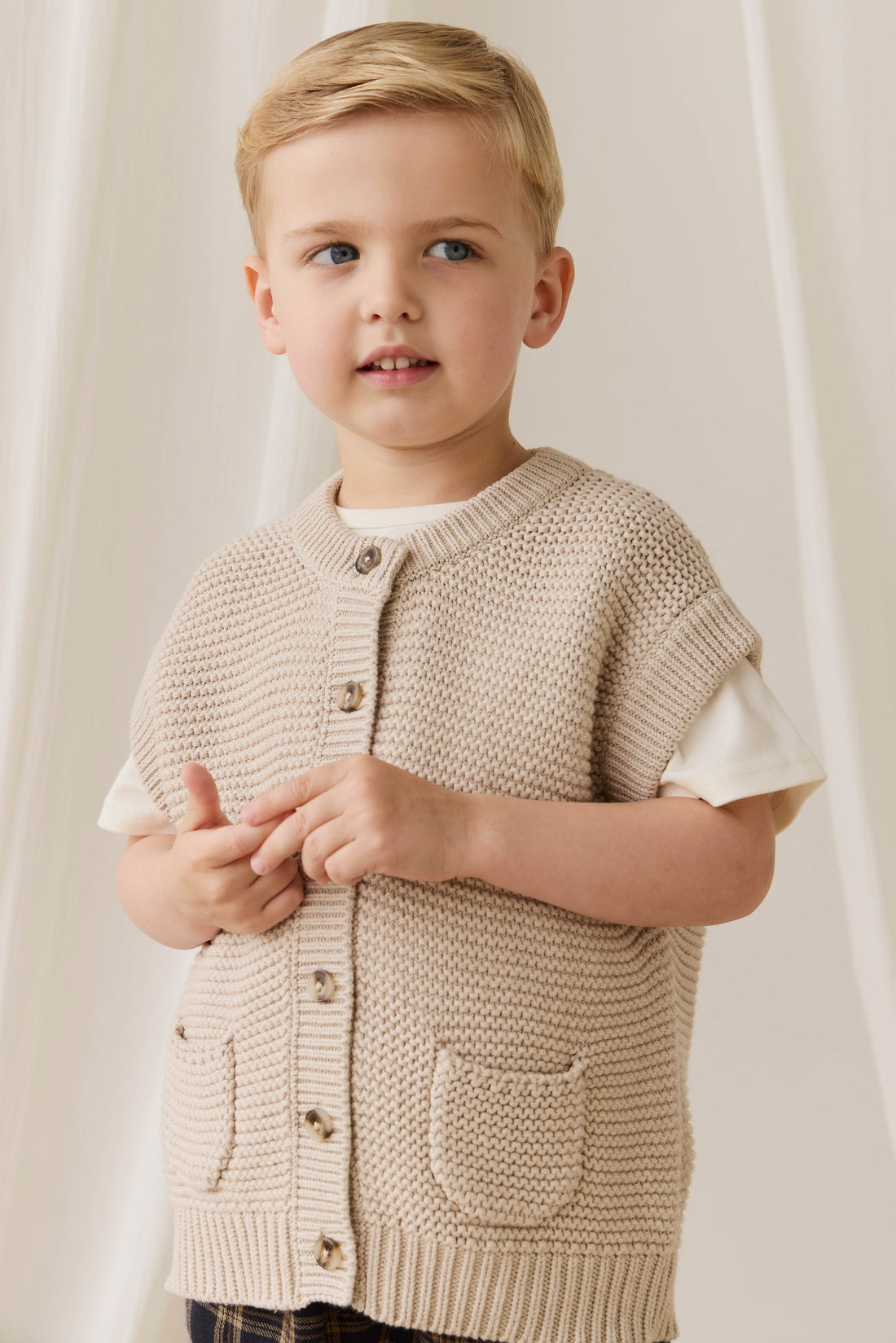 Rome Knit Vest-Oat Childrens Vest from Jamie Kay USA