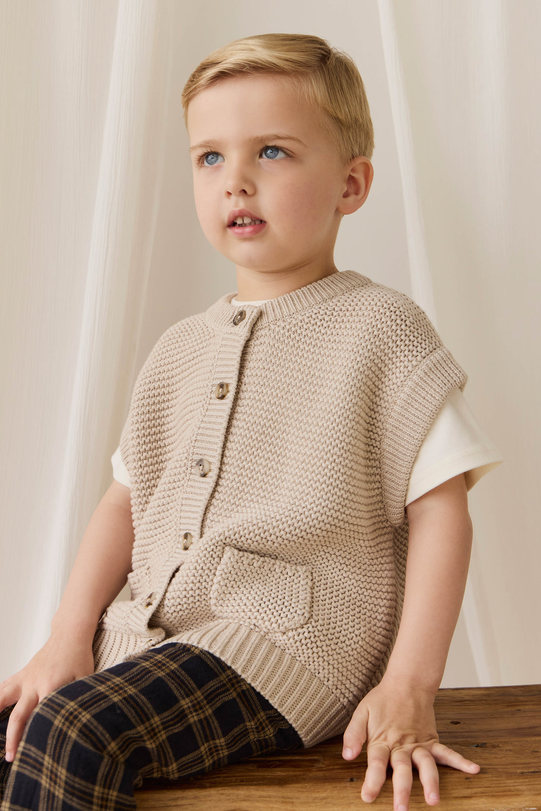 Rome Knit Vest-Oat Childrens Vest from Jamie Kay USA