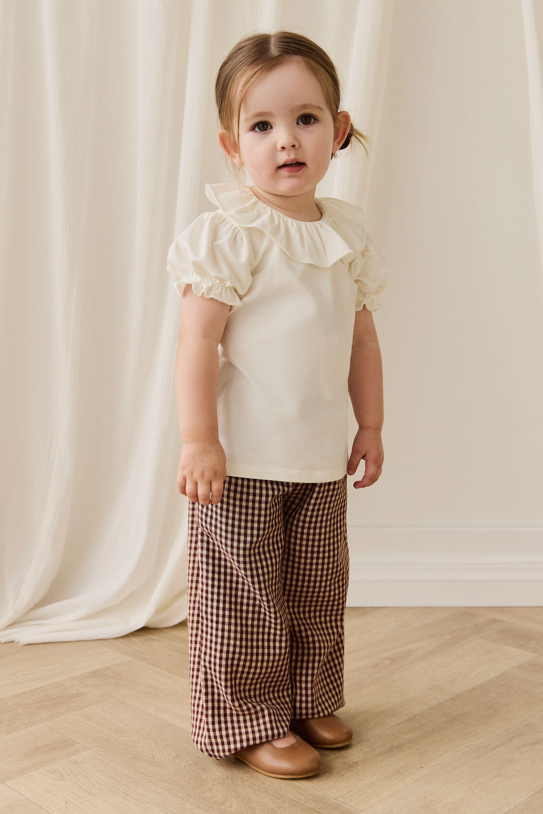 Organic Cotton Kenji Pant-Cinnamon Gingham Childrens Pant from Jamie Kay USA