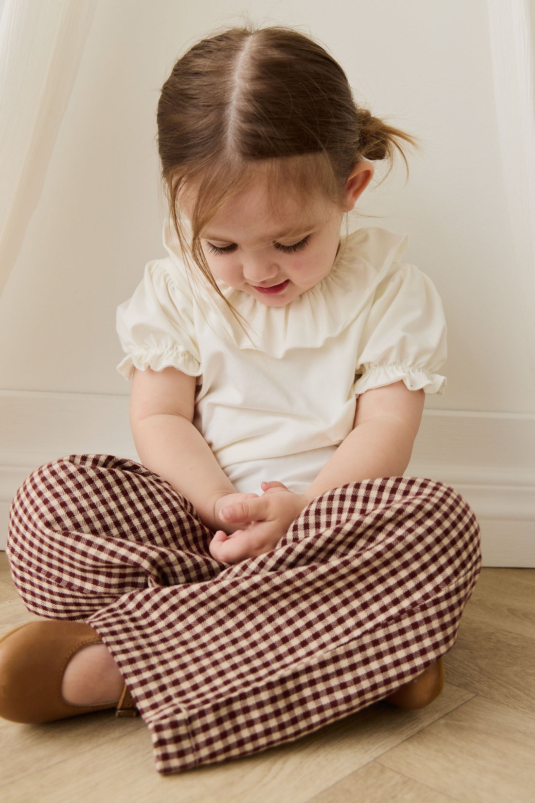Organic Cotton Kenji Pant-Cinnamon Gingham Childrens Pant from Jamie Kay USA