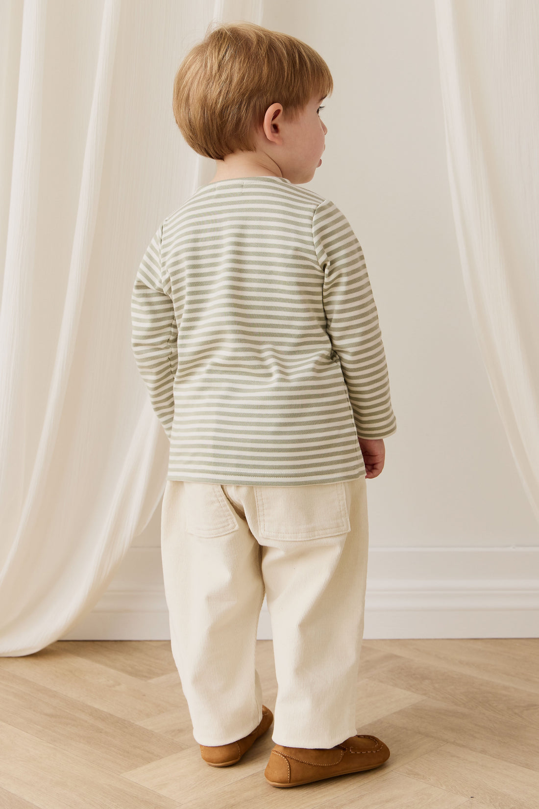 Pima Cotton Shae Top - Narrow Stripe Lichen / Cloud Childrens Top from Jamie Kay USA