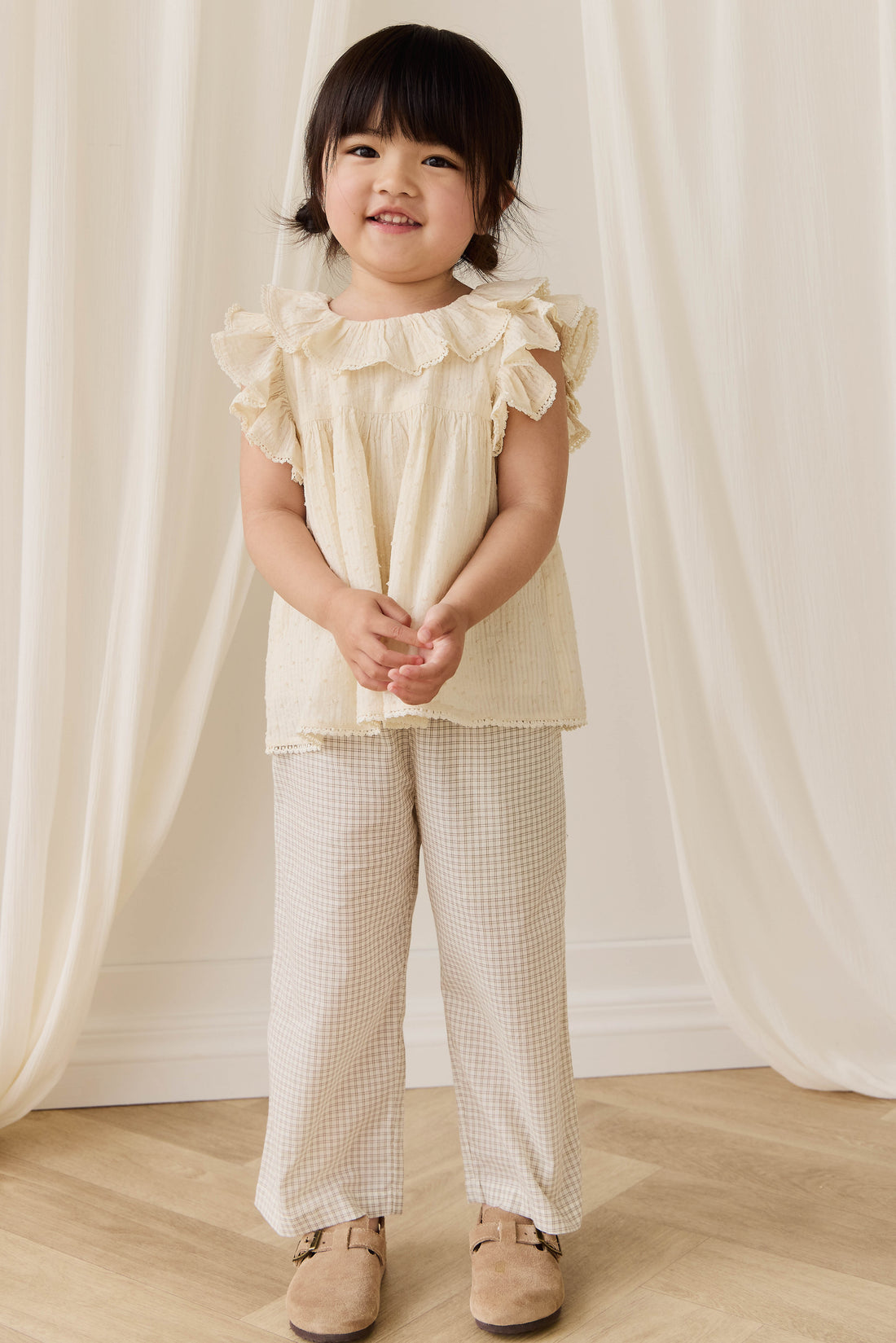 Organic Cotton Banks Blouse-Parchment Childrens Top from Jamie Kay USA