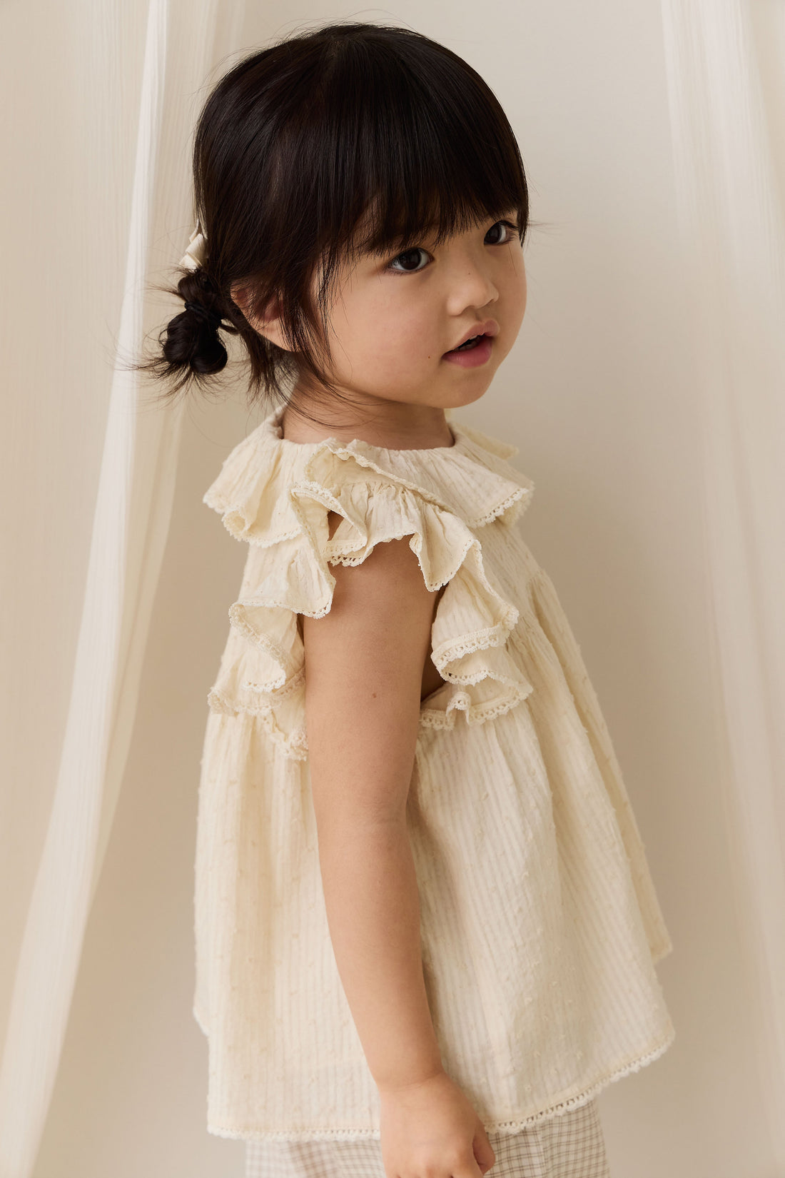 Organic Cotton Banks Blouse-Parchment Childrens Top from Jamie Kay USA