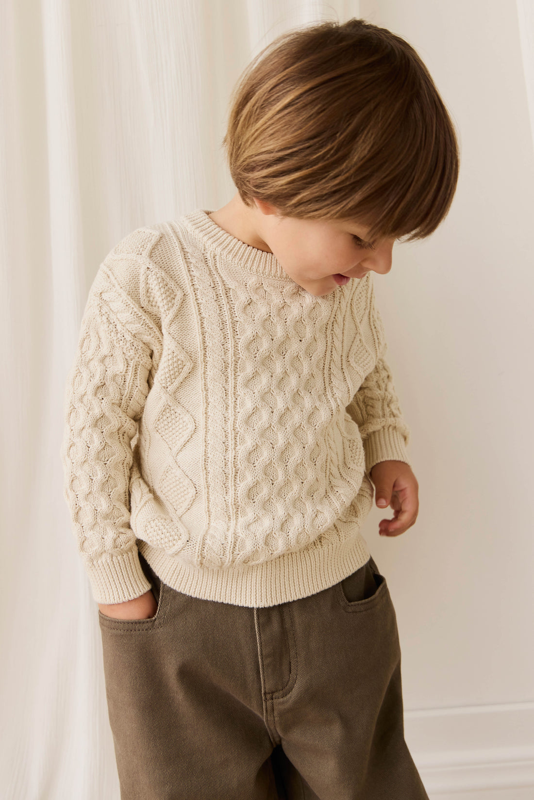 Sawyer Knit Jumper-Vanilla Childrens Jumper from Jamie Kay USA