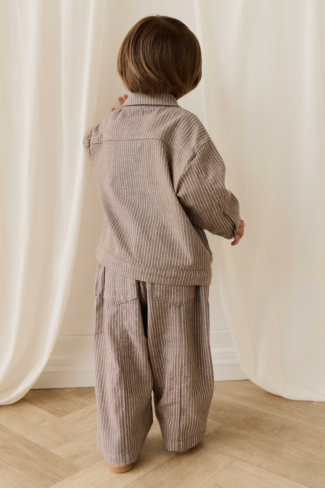 Abel Pant - Mini Pinstripe Cassava / Iroko Childrens Pant from Jamie Kay USA