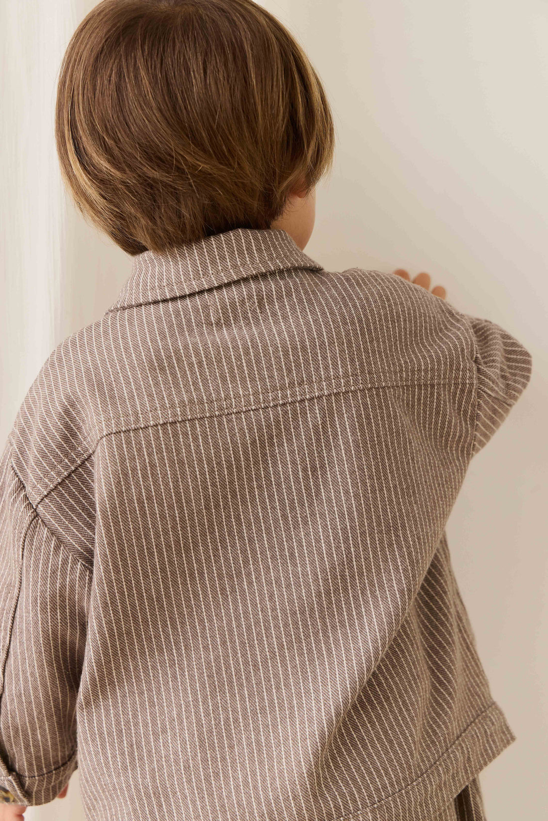 Axel Jacket-Mini Pinstripe Cassava / Iroko Childrens Jacket from Jamie Kay USA