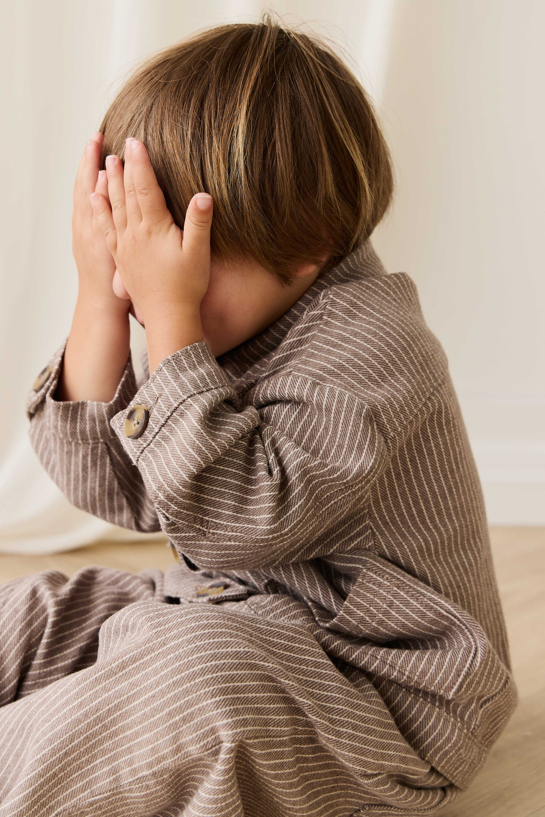 Axel Jacket-Mini Pinstripe Cassava / Iroko Childrens Jacket from Jamie Kay USA
