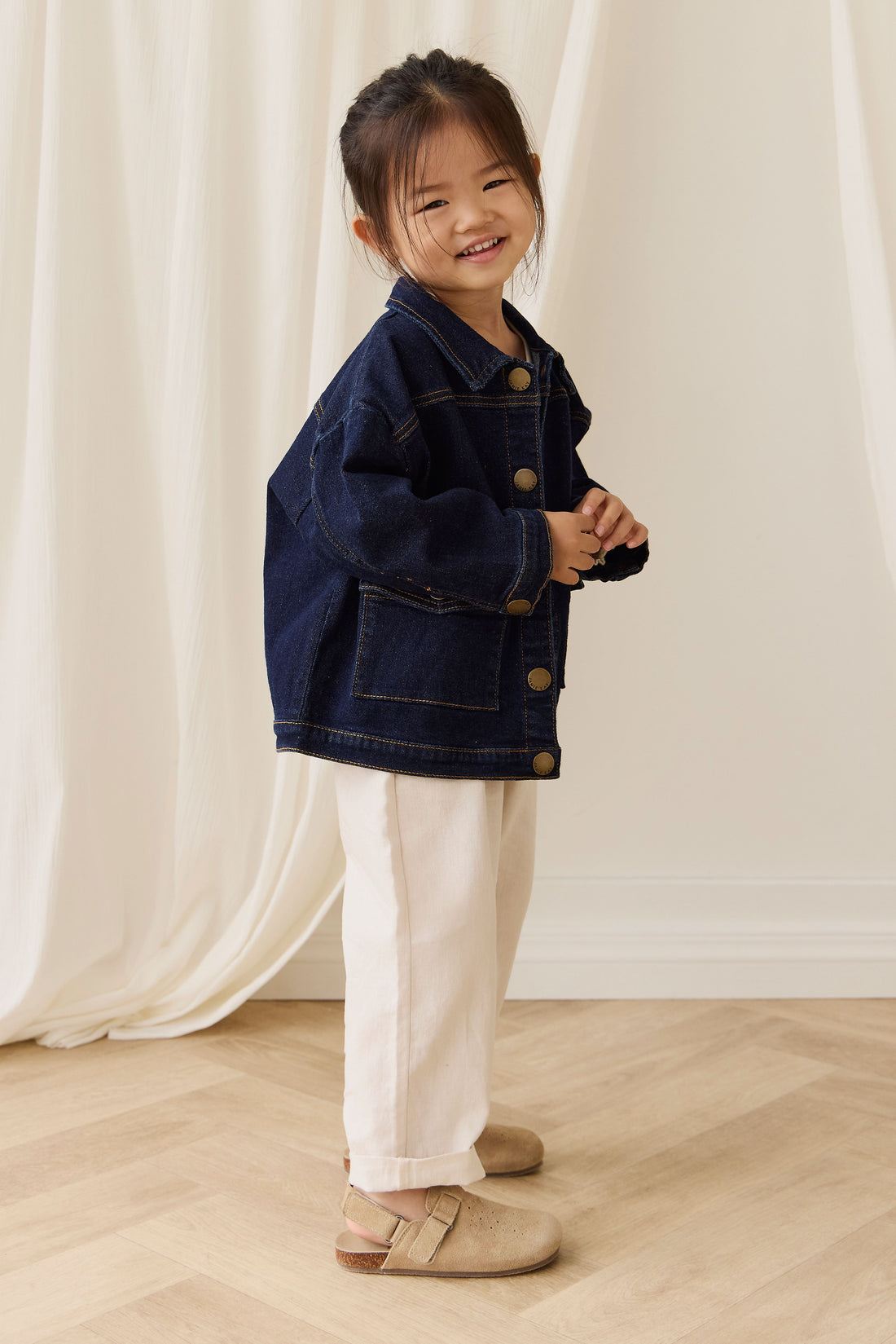 Arbor Jacket - Mid Indigo Denim Childrens Jacket from Jamie Kay USA