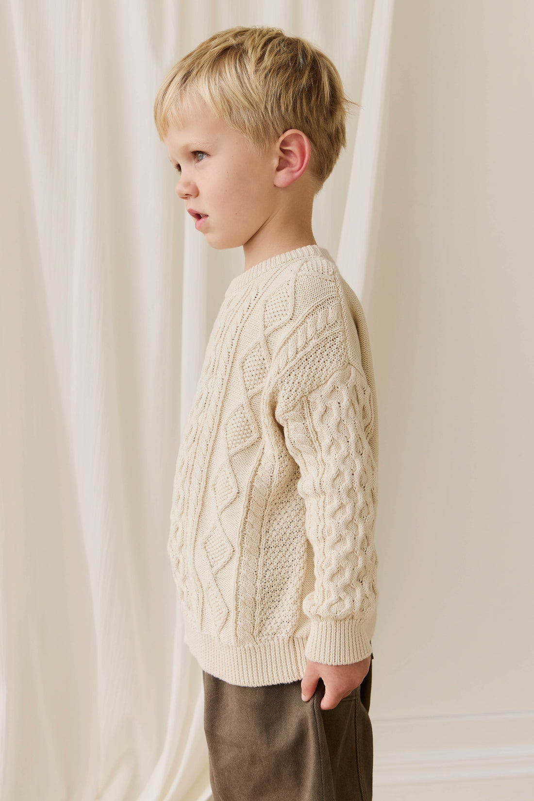 Sawyer Knit Jumper-Vanilla Childrens Jumper from Jamie Kay USA