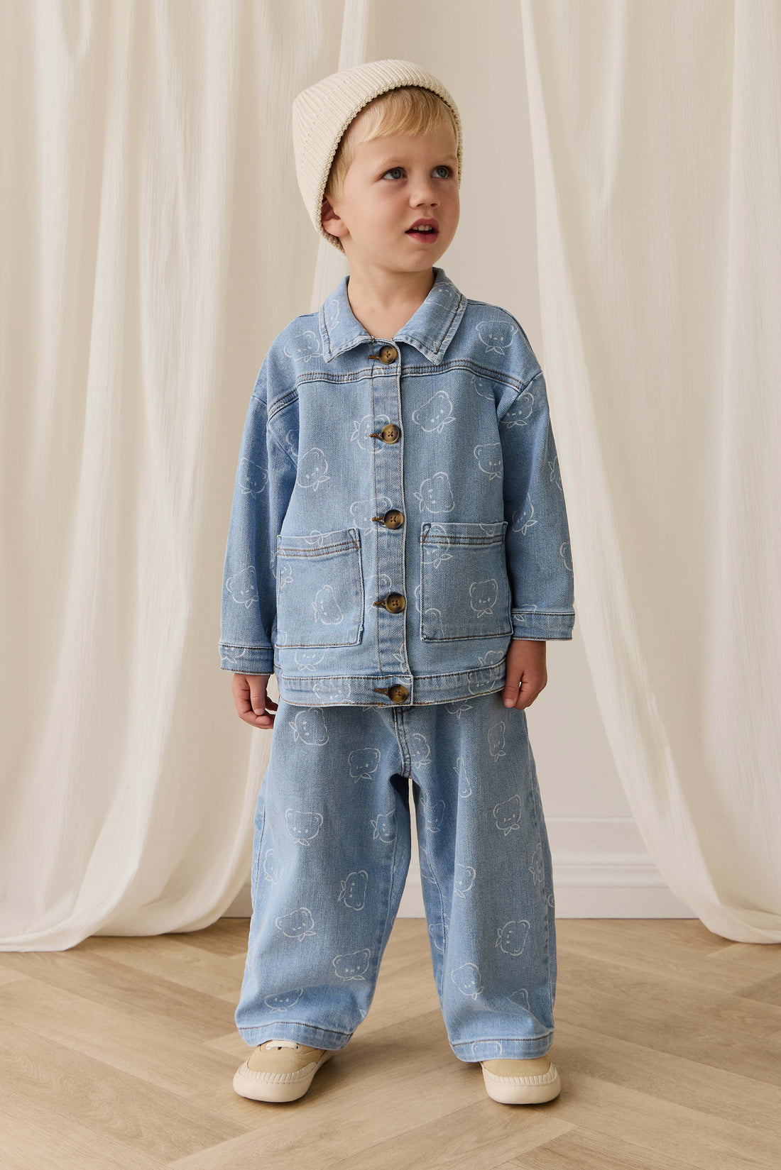 Abel Pant - Bowie Bear Denim Childrens Pant from Jamie Kay USA