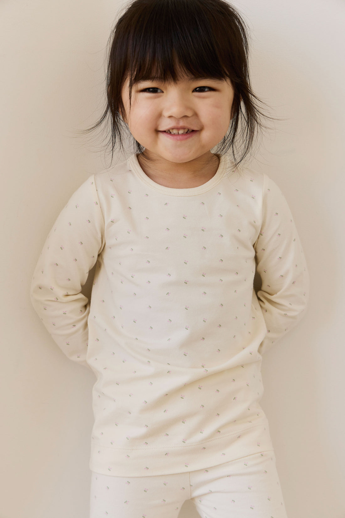 Organic Cotton Jarrah Long Sleeve Pyjama Set - Ditsy Cherries Childrens Pyjama from Jamie Kay USA