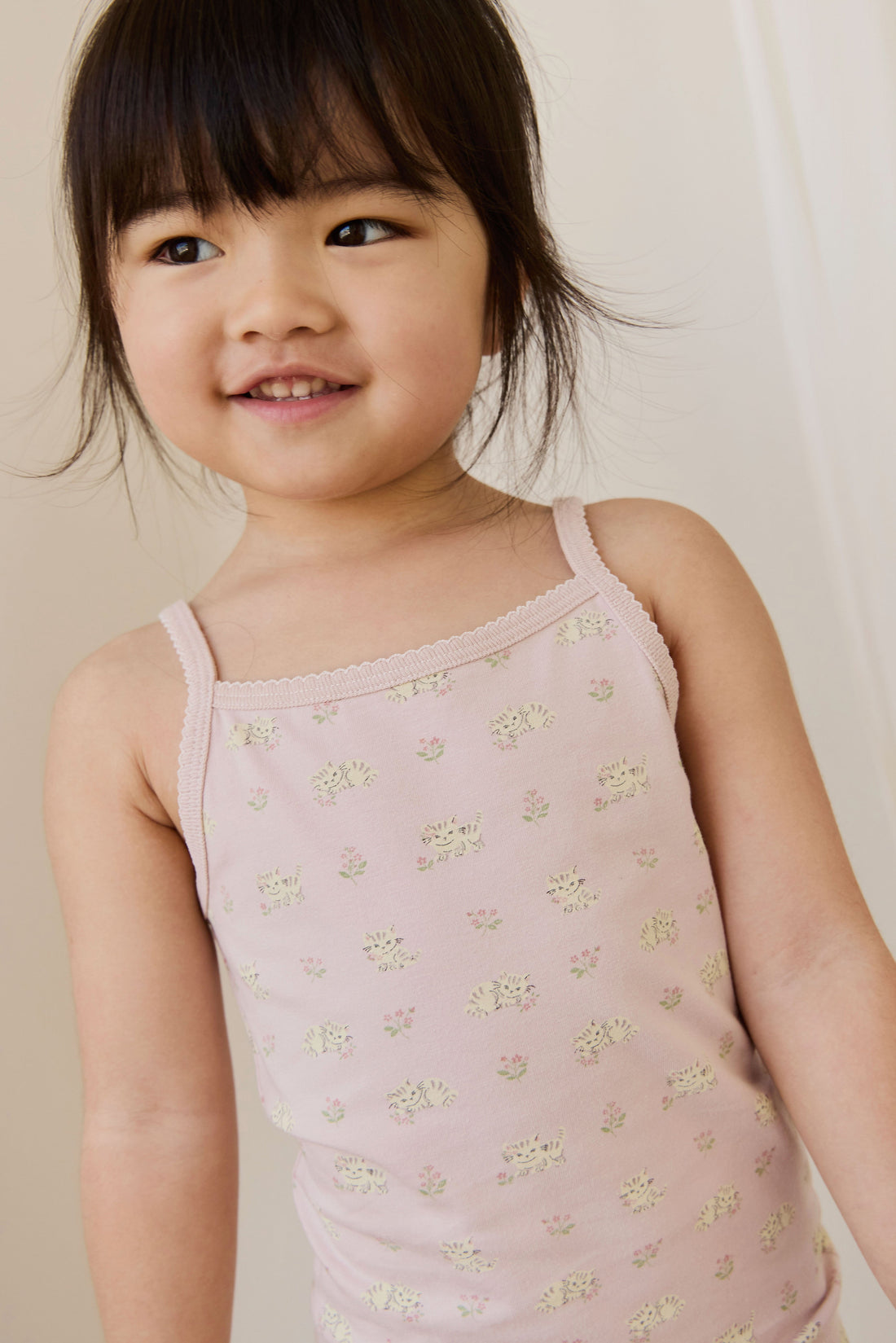 Organic Cotton Jude Singlet Pyjama Set - Moon Floral Mauve Childrens Pyjamas from Jamie Kay USA