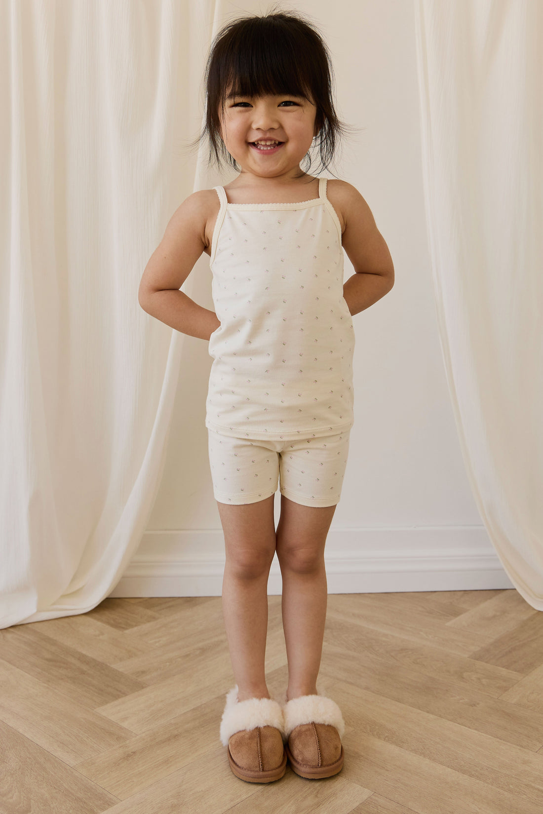 Organic Cotton Jude Singlet Pyjama Set - Ditsy Cherries Childrens Pyjamas from Jamie Kay USA
