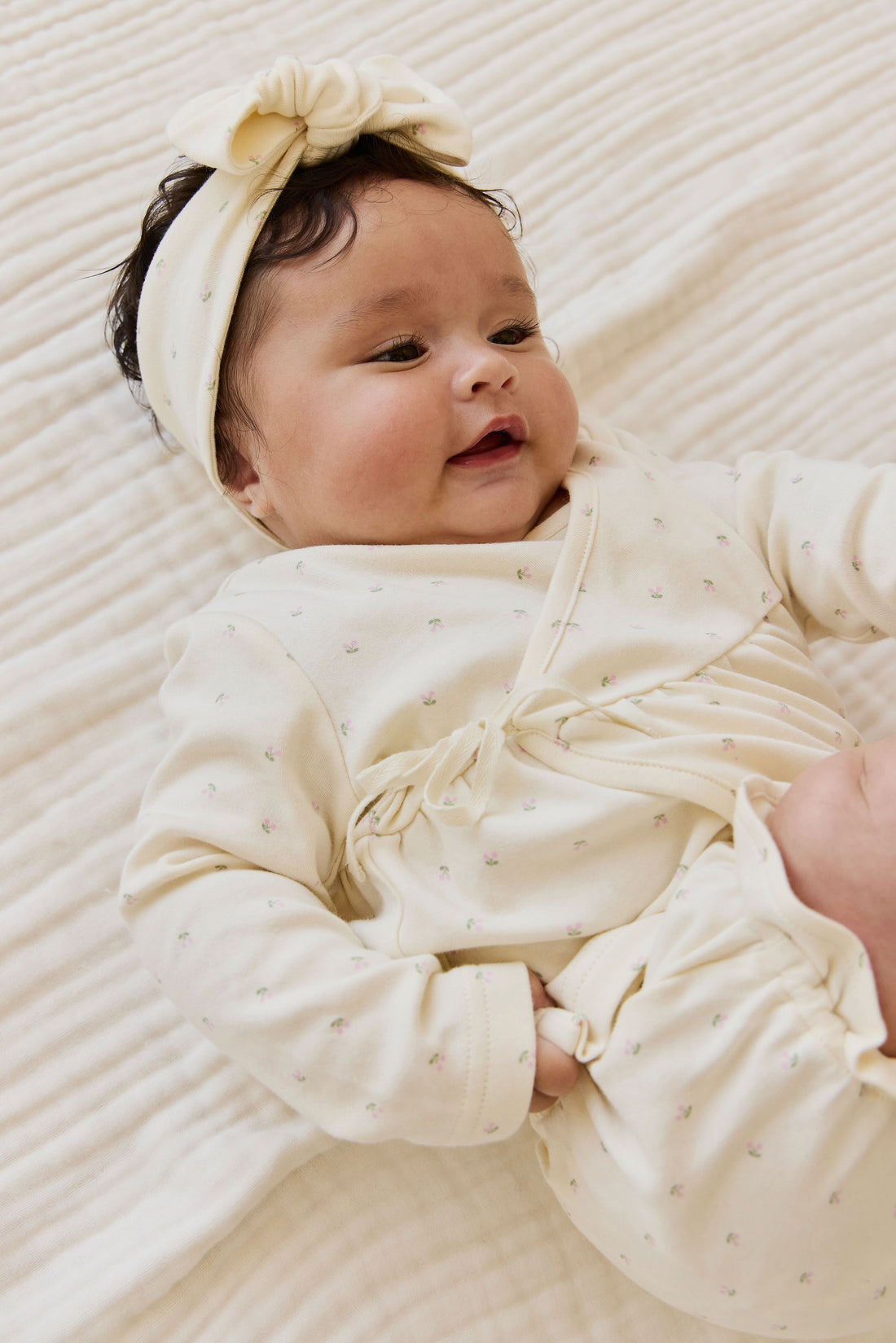 Organic Cotton Petal Wrap Top - Ditsy Cherries Childrens Top from Jamie Kay USA