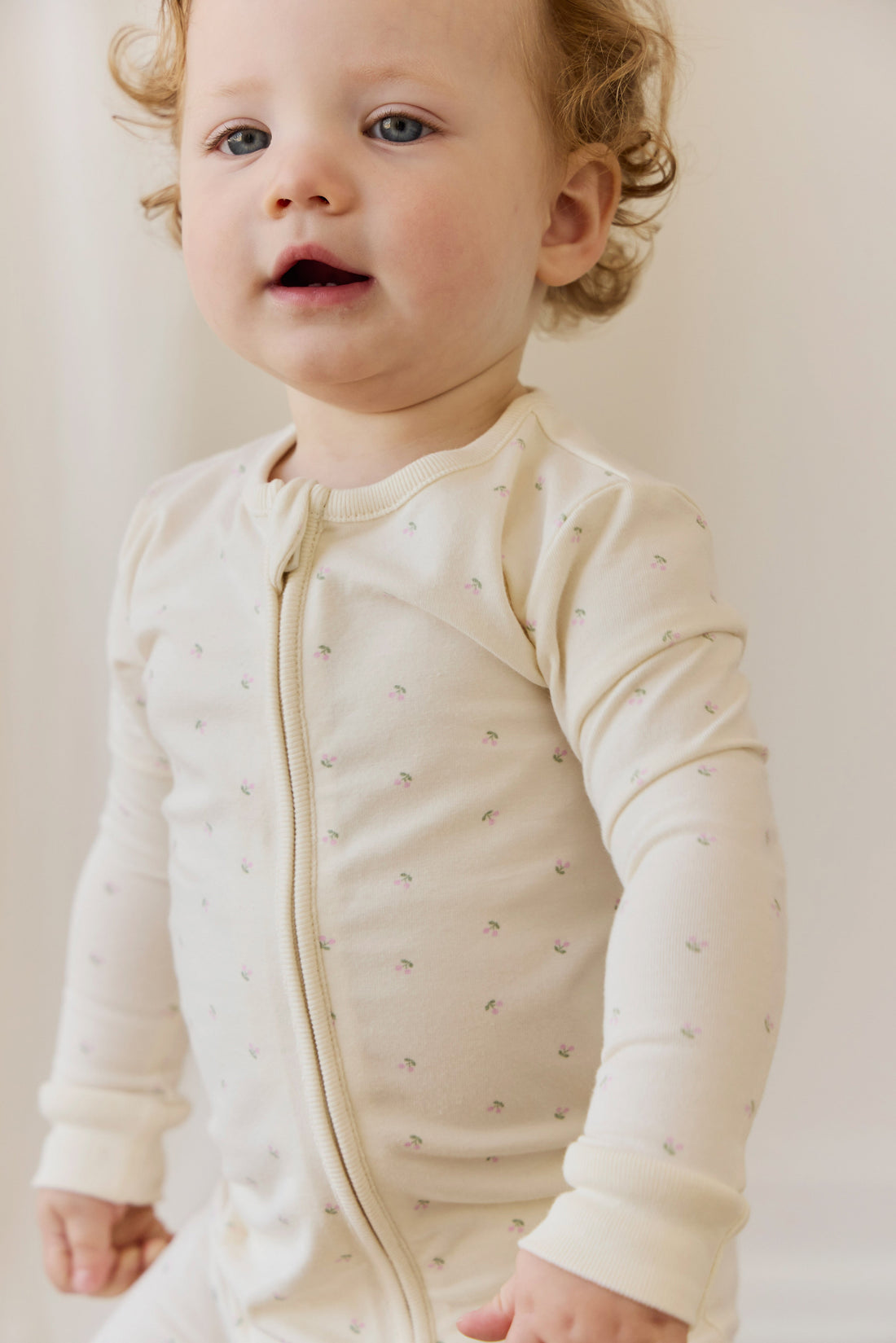 Organic Cotton Jude Onepiece - Ditsy Cherries Childrens Onepiece from Jamie Kay USA