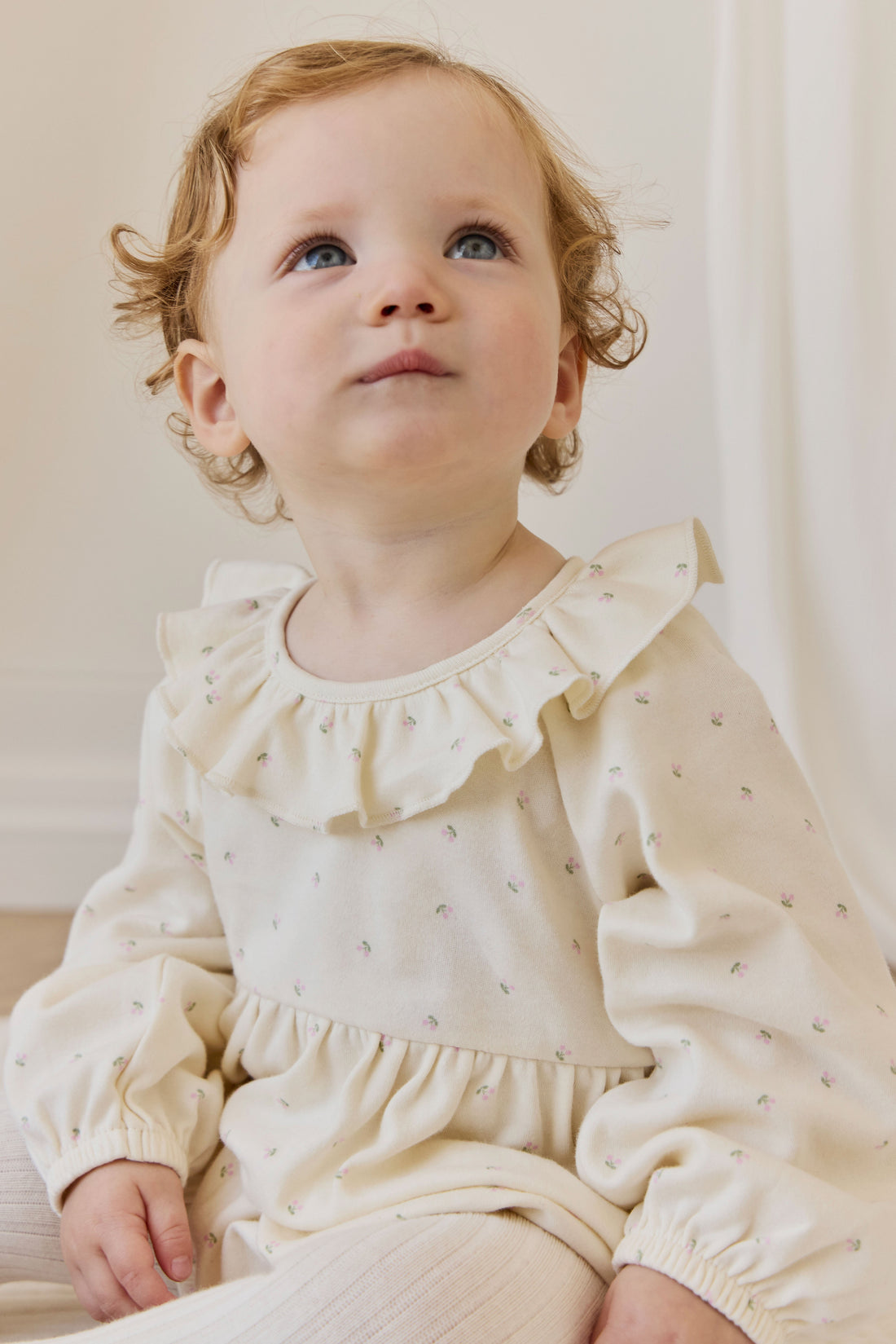 Organic Cotton Clemence Playsuit - Ditsy Cherries Childrens Playsuit from Jamie Kay USA
