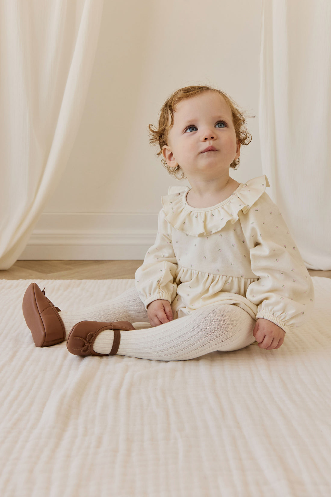 Organic Cotton Clemence Playsuit - Ditsy Cherries Childrens Playsuit from Jamie Kay USA