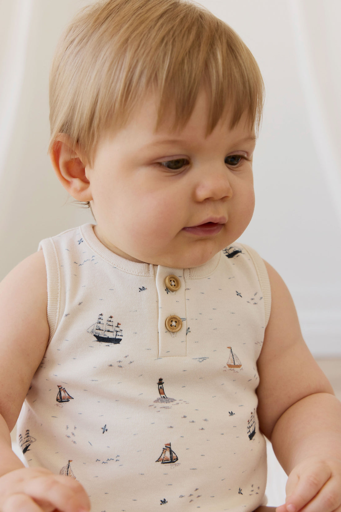 Organic Cotton Archie Playsuit-Sailing Day Childrens Playsuit from Jamie Kay USA