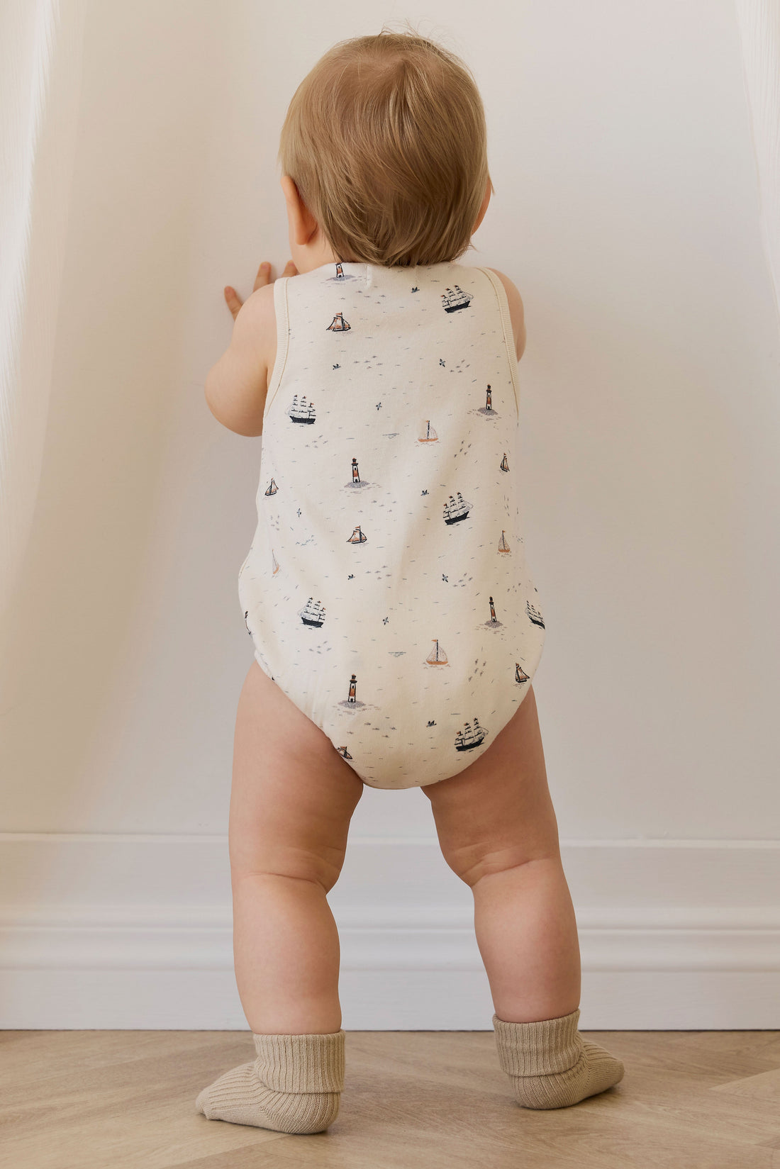 Organic Cotton Archie Playsuit-Sailing Day Childrens Playsuit from Jamie Kay USA
