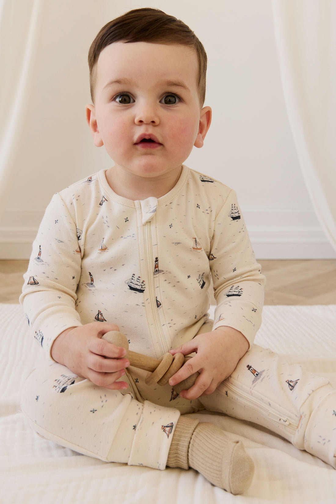 Organic Cotton Reese Zip Onepiece-Sailing Day Childrens Onepiece from Jamie Kay USA