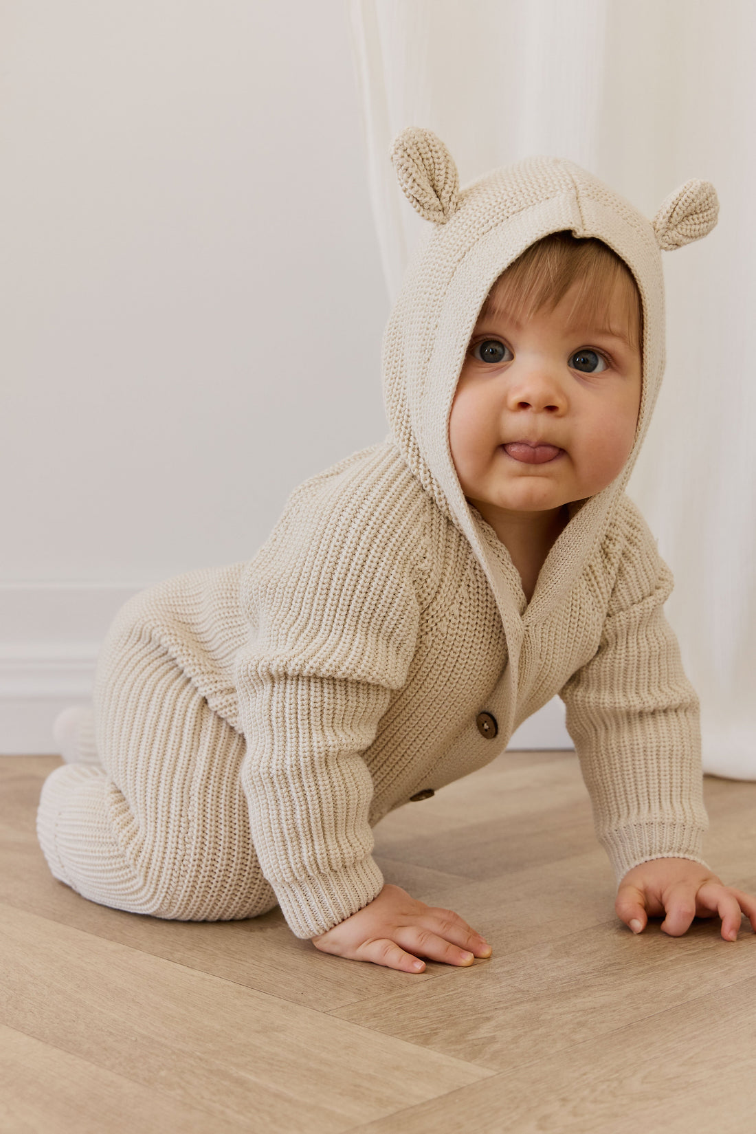 Bear Knit Onepiece - Vanilla Childrens Onepiece from Jamie Kay USA