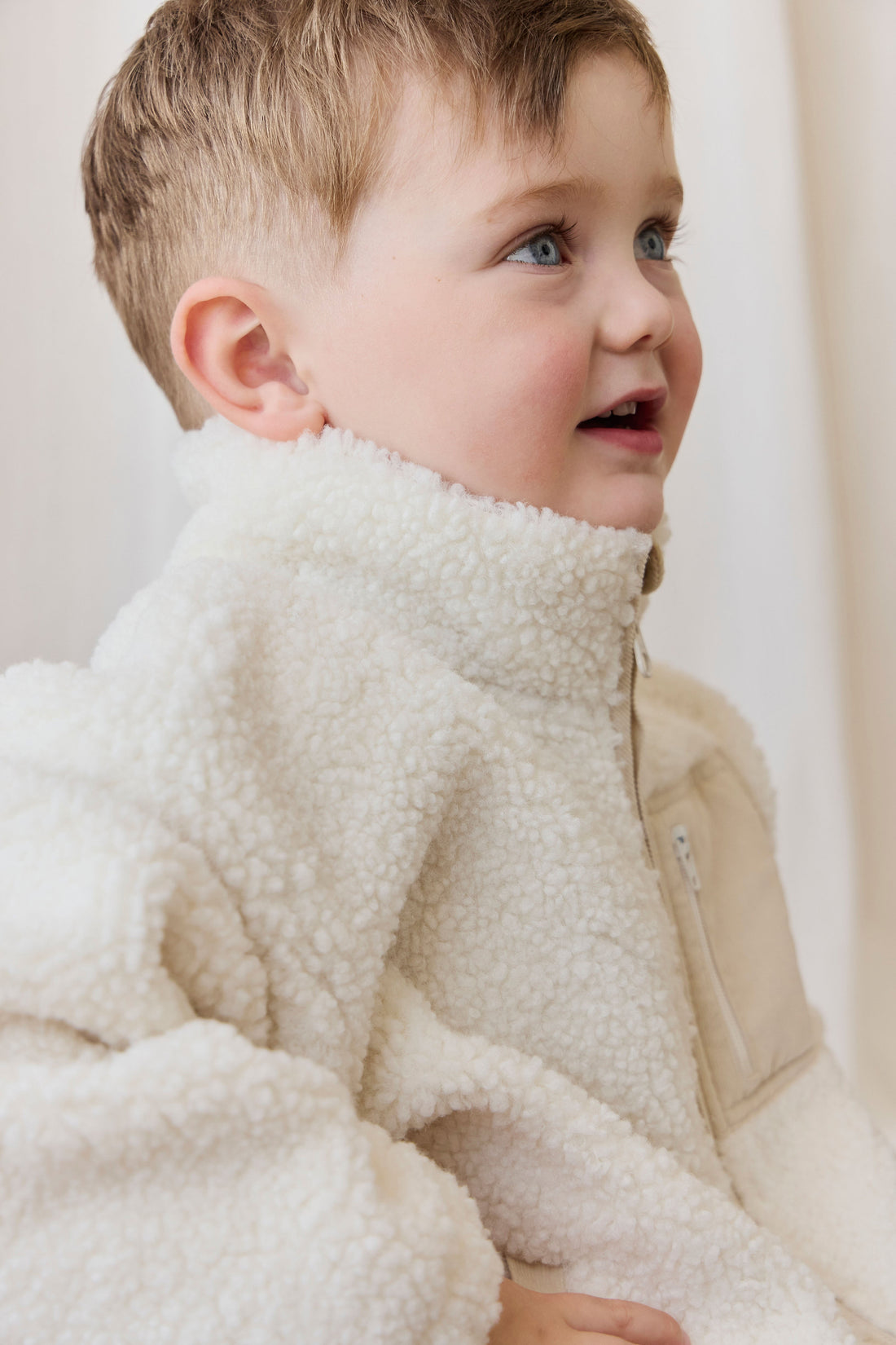 Ezra Sherpa Jacket-Natural Childrens Jacket from Jamie Kay USA