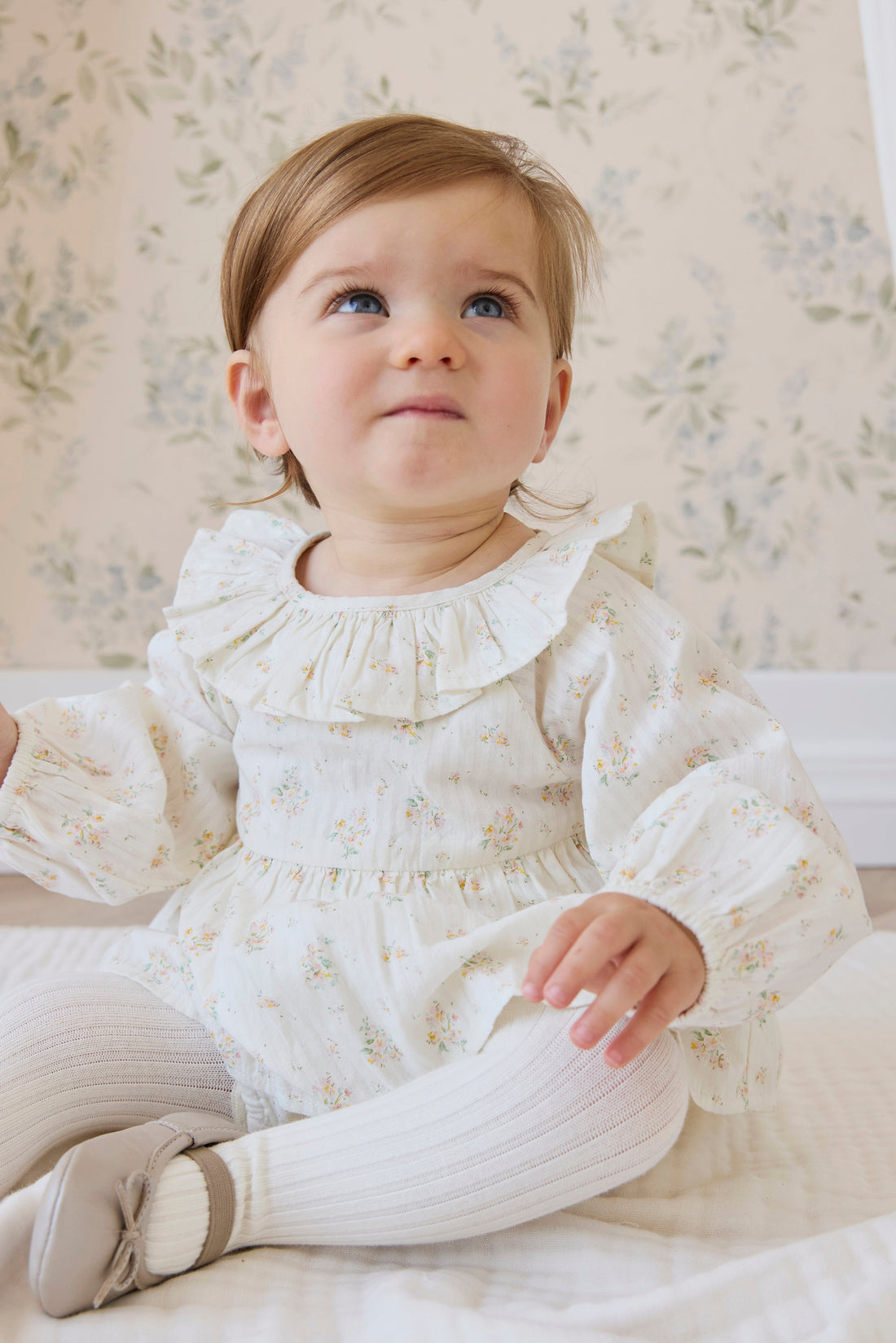 Organic Cotton Cecil Playsuit-Justine Parchment Childrens Playsuit from Jamie Kay USA