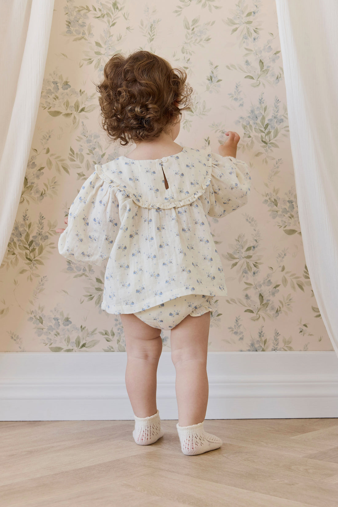 Organic Cotton Muslin Amira Blouse-Molly Blue Childrens Top from Jamie Kay USA