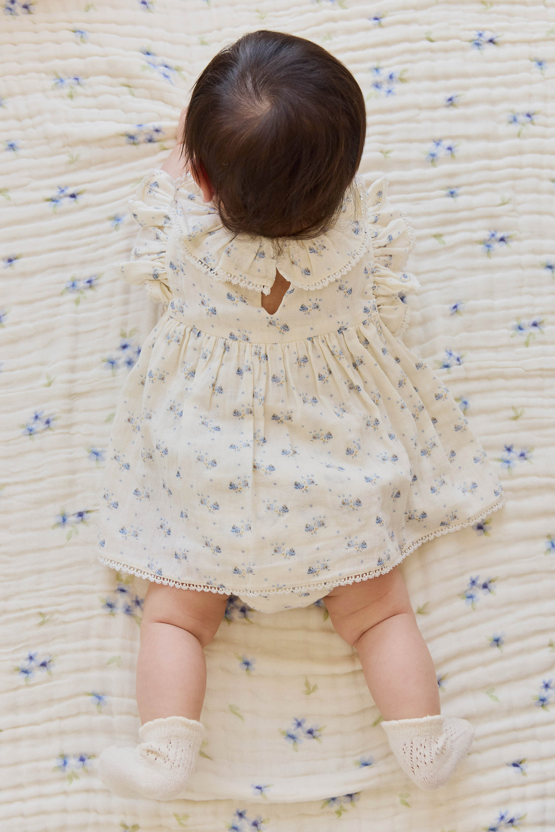 Organic Cotton Muslin Frannie Playsuit-Molly Blue Childrens Onepiece from Jamie Kay USA