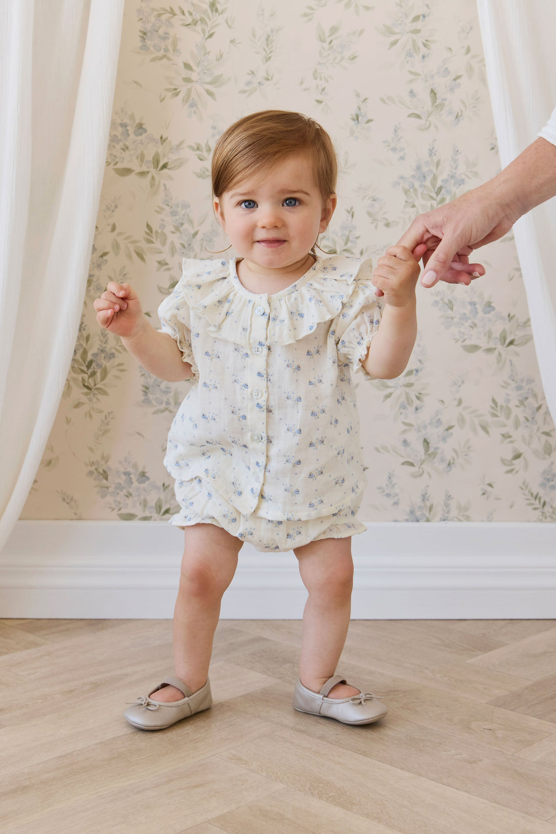 Organic Cotton Muslin Frill Bloomer-Molly Blue Childrens Bloomer from Jamie Kay USA