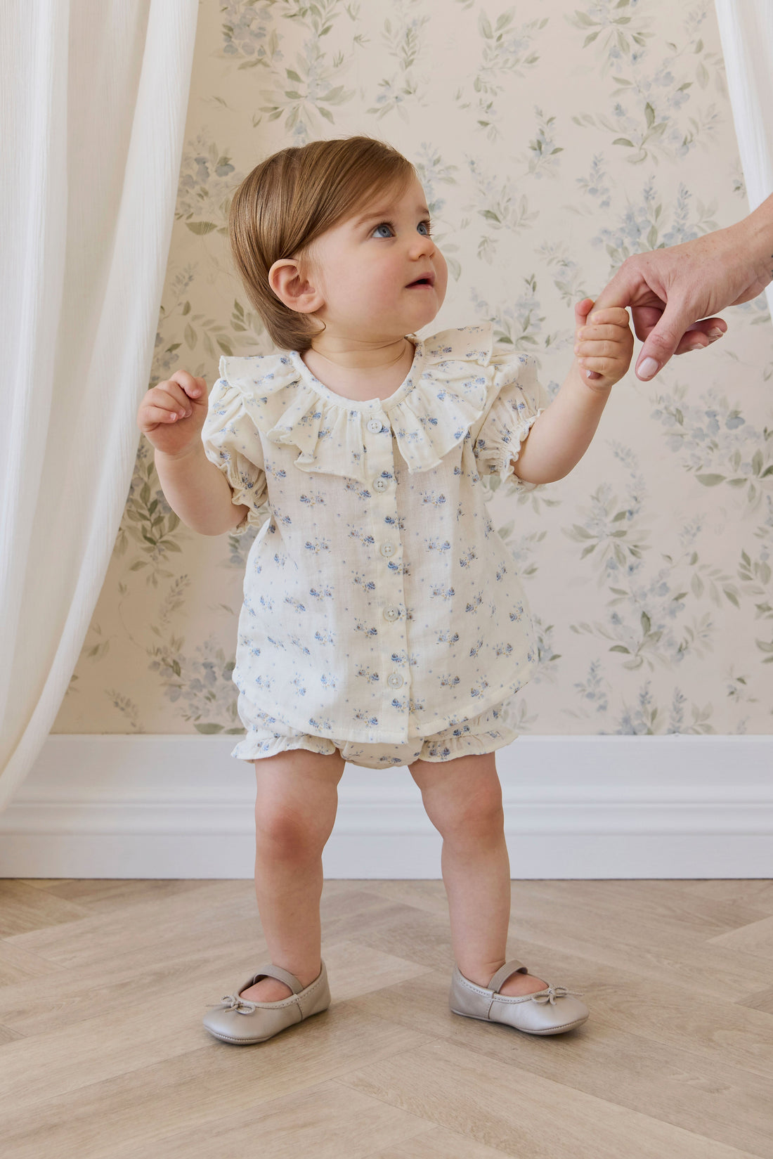 Organic Cotton Muslin Frill Bloomer-Molly Blue Childrens Bloomer from Jamie Kay USA