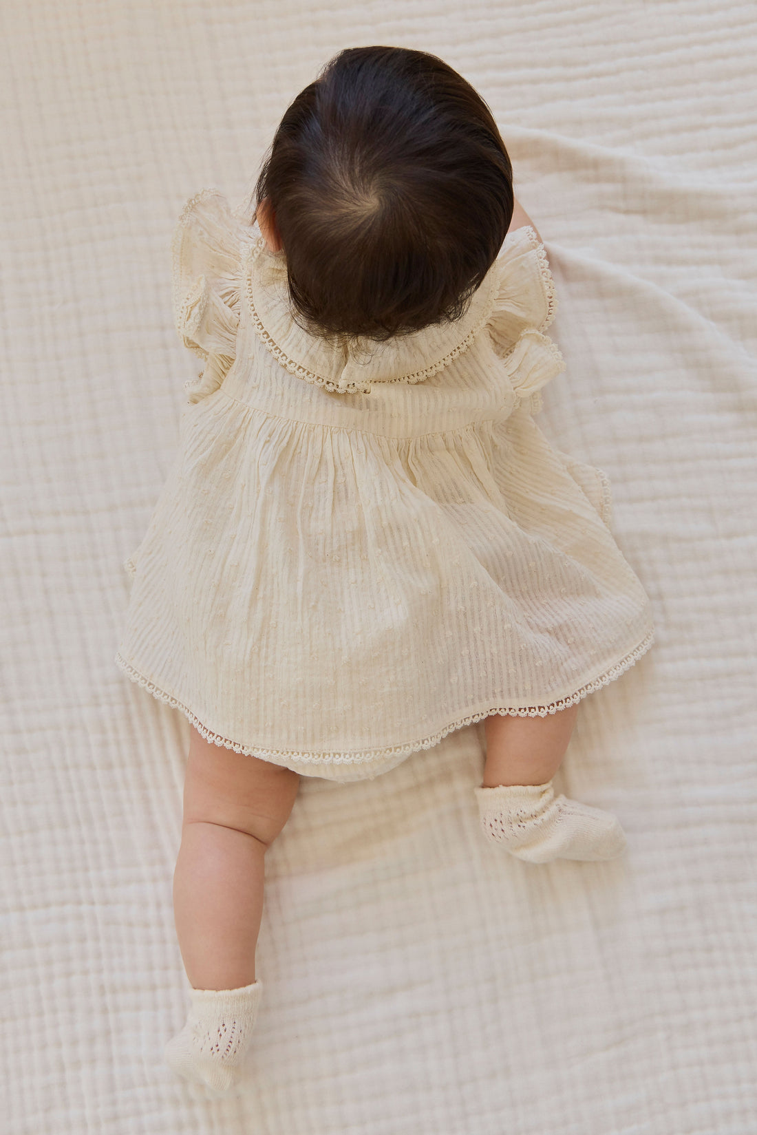 Organic Cotton Frannie Playsuit-Parchment Childrens Playsuit from Jamie Kay USA