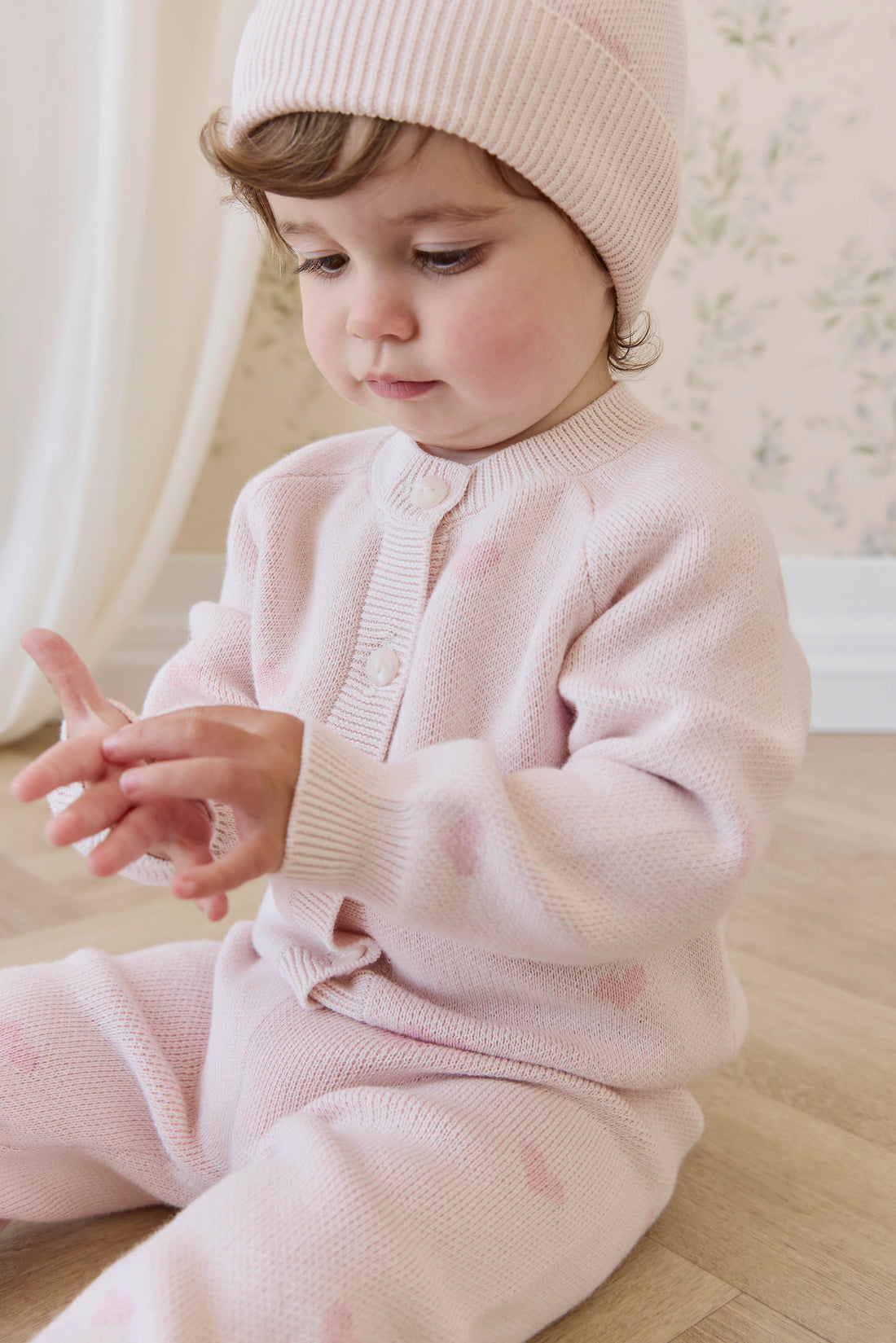 Kate Legging-Kate Heart Jacquard Cotton Candy Childrens Legging from Jamie Kay USA