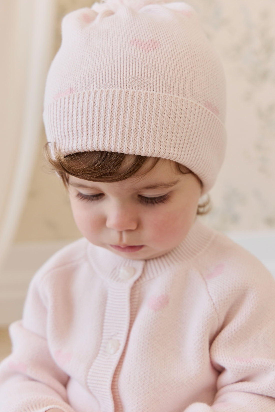 Kate Hat-Kate Heart Jacquard Cotton Candy Childrens Hat from Jamie Kay USA