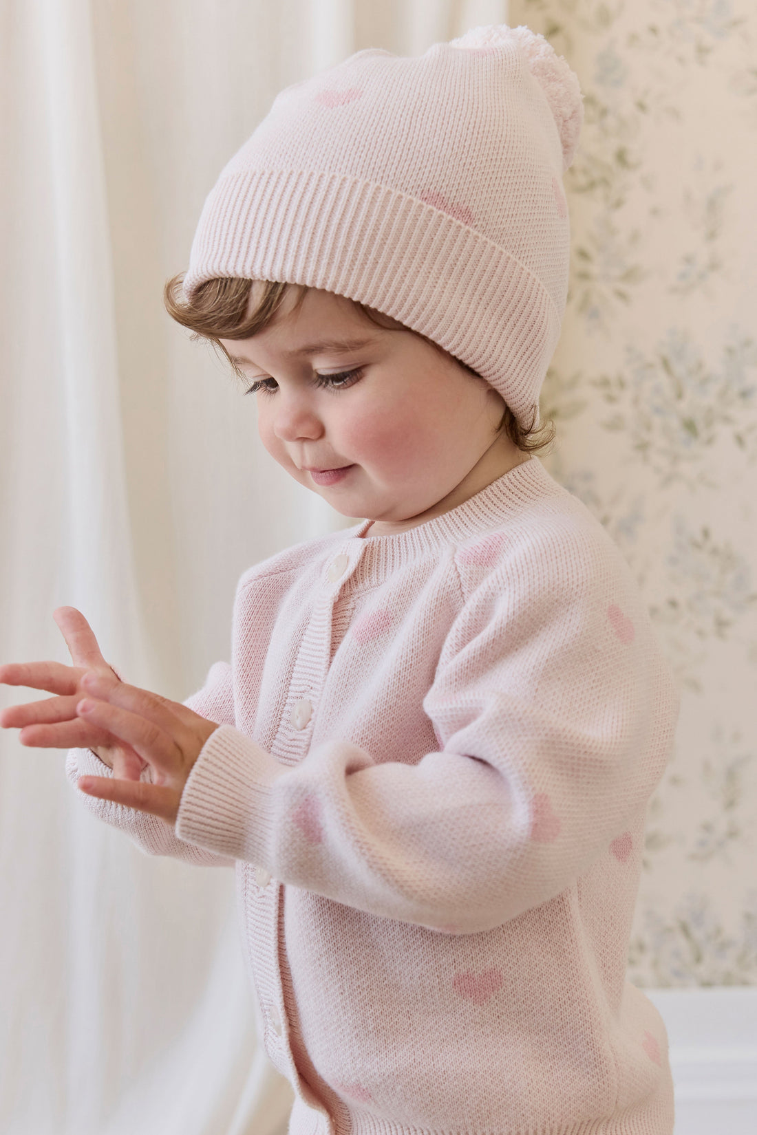 Kate Cardigan-Kate Heart Jacquard Cotton Candy Childrens Cardigan from Jamie Kay USA