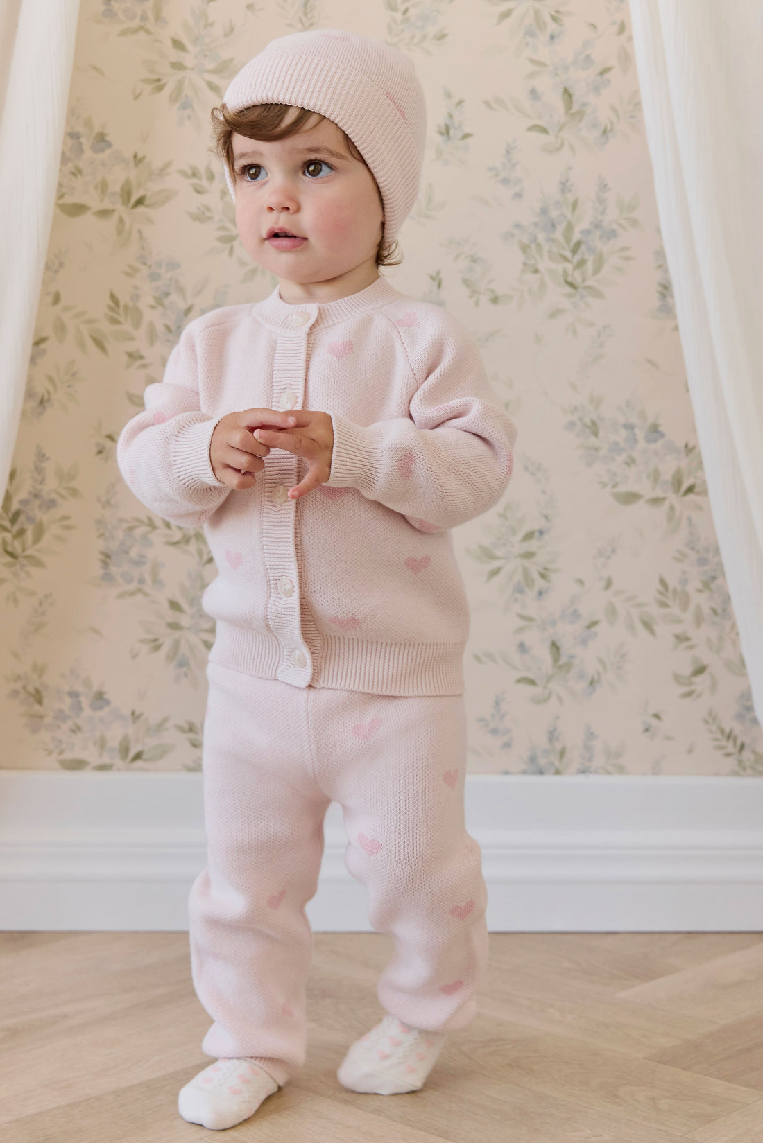 Kate Legging-Kate Heart Jacquard Cotton Candy Childrens Legging from Jamie Kay USA