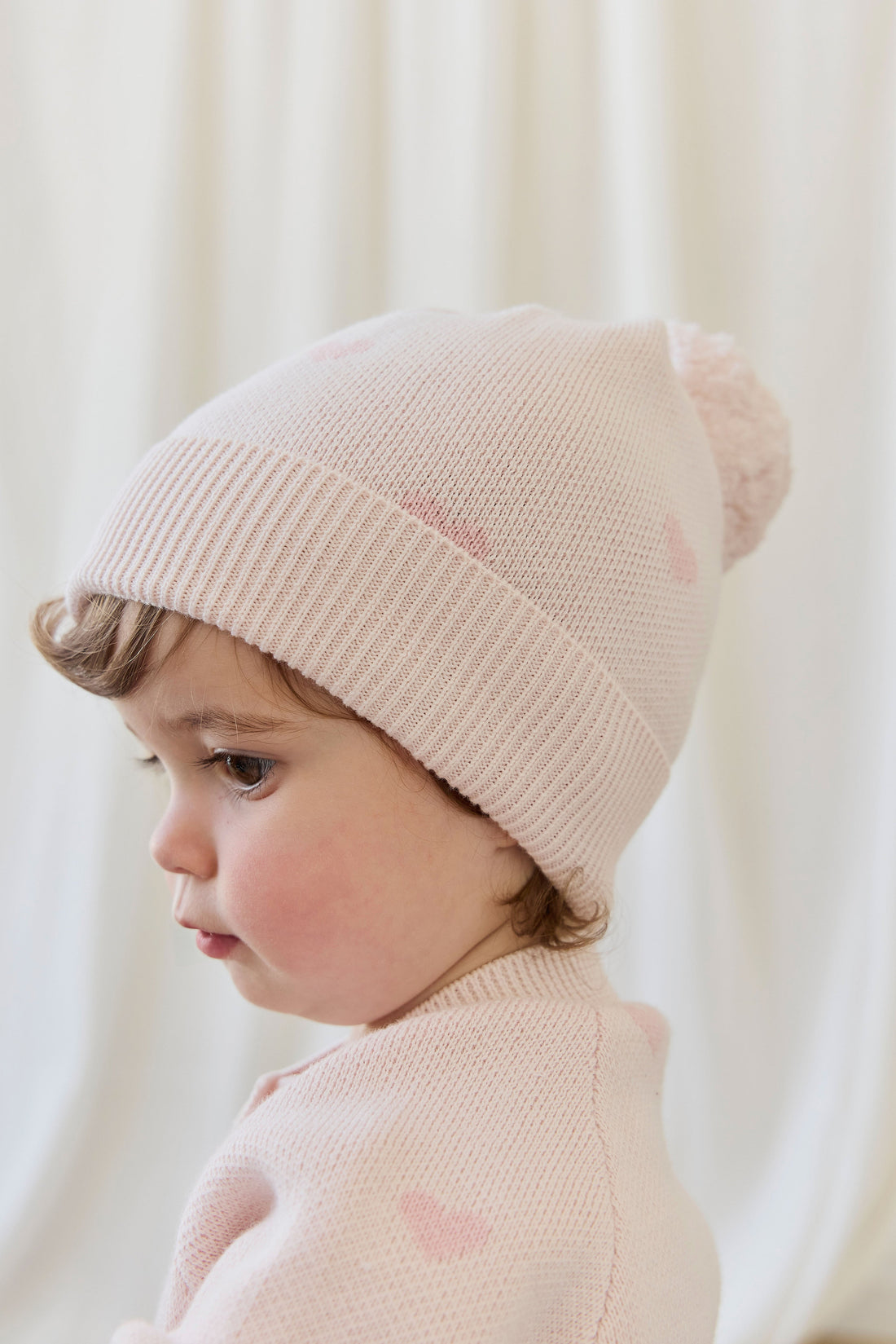 Kate Hat-Kate Heart Jacquard Cotton Candy Childrens Hat from Jamie Kay USA