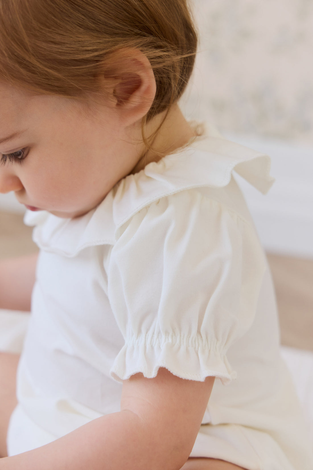 Pima Cotton Livvy Bodysuit-Parchment Childrens Bodysuit from Jamie Kay USA