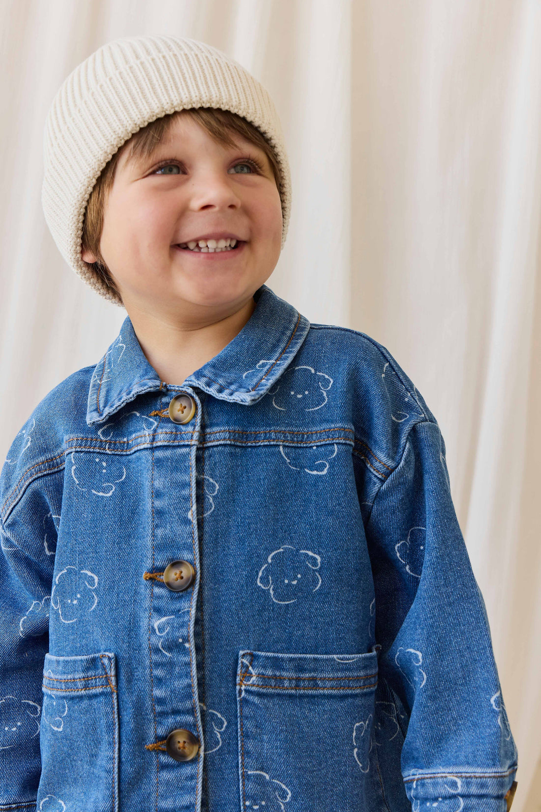 Leon Knitted Beanie-Vanilla Childrens Beanie from Jamie Kay USA