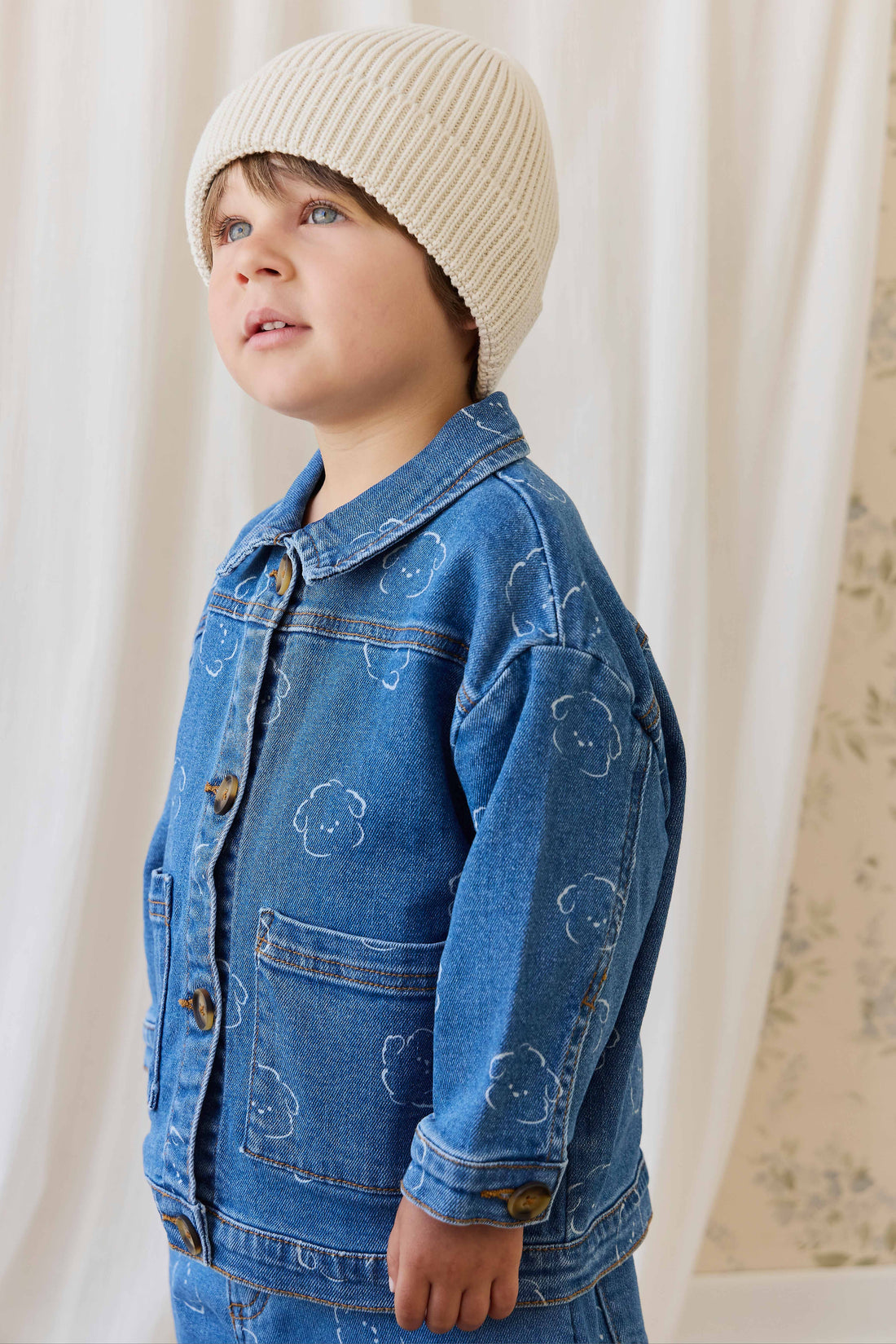 Leon Knitted Beanie-Vanilla Childrens Beanie from Jamie Kay USA