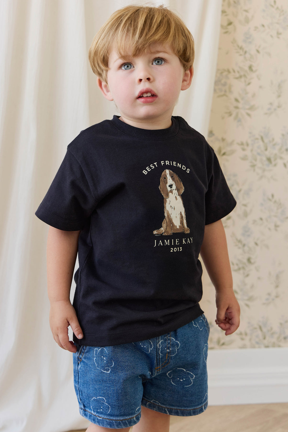 Organic Cotton Bjorn Tee-Dark Navy Best Friends Childrens Top from Jamie Kay USA