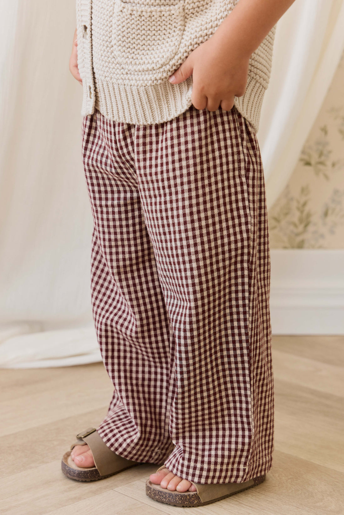 Organic Cotton Kenji Pant-Cinnamon Gingham Childrens Pant from Jamie Kay USA