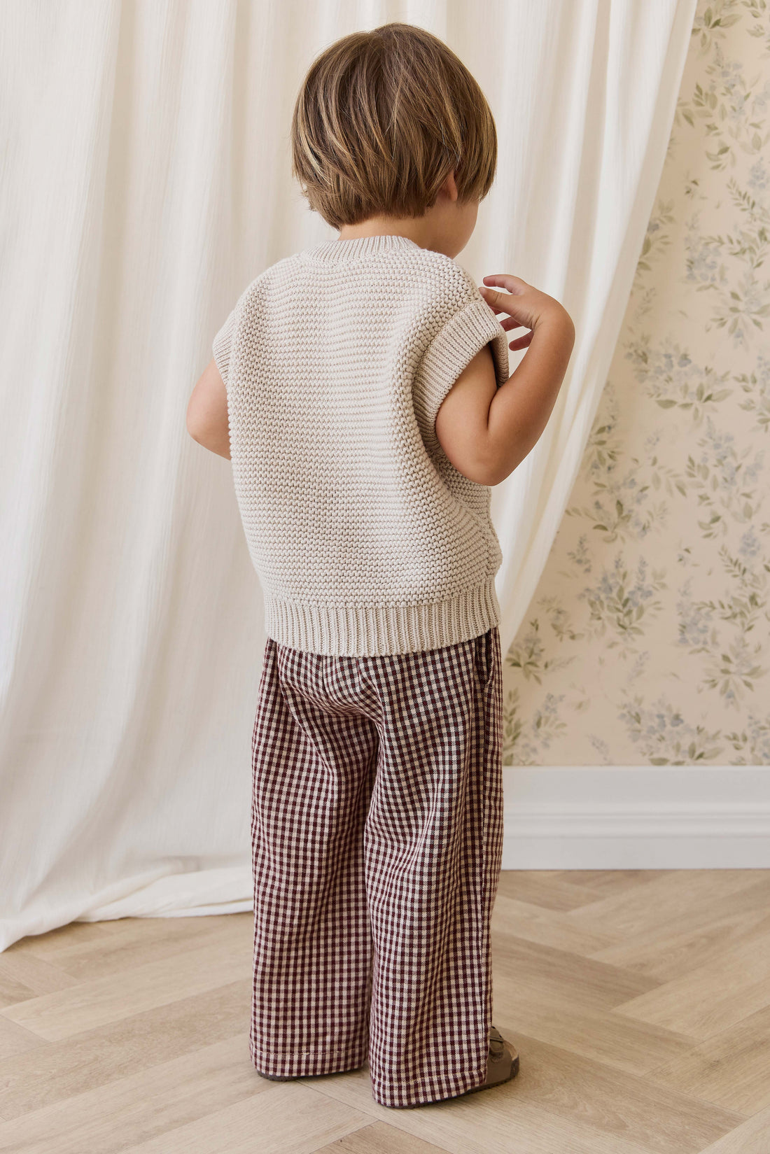 Organic Cotton Kenji Pant-Cinnamon Gingham Childrens Pant from Jamie Kay USA