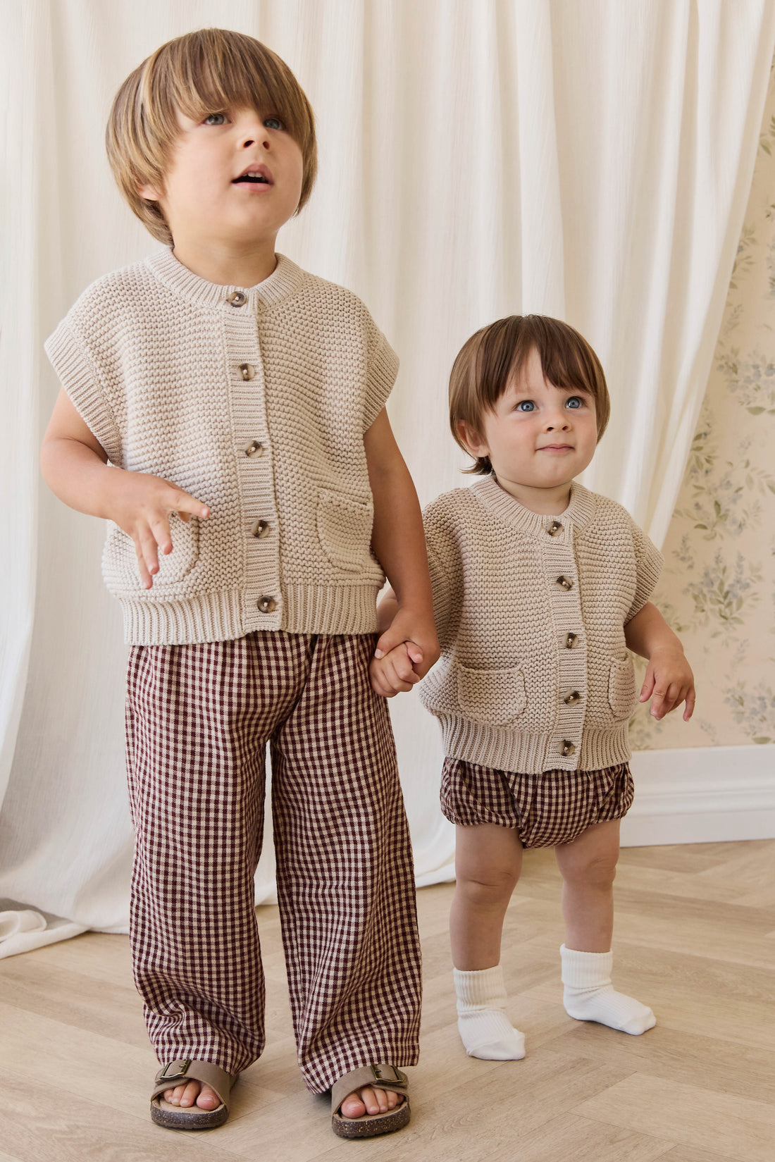 Organic Cotton Gabriel Bloomer-Cinnamon Gingham Childrens Shorts from Jamie Kay USA