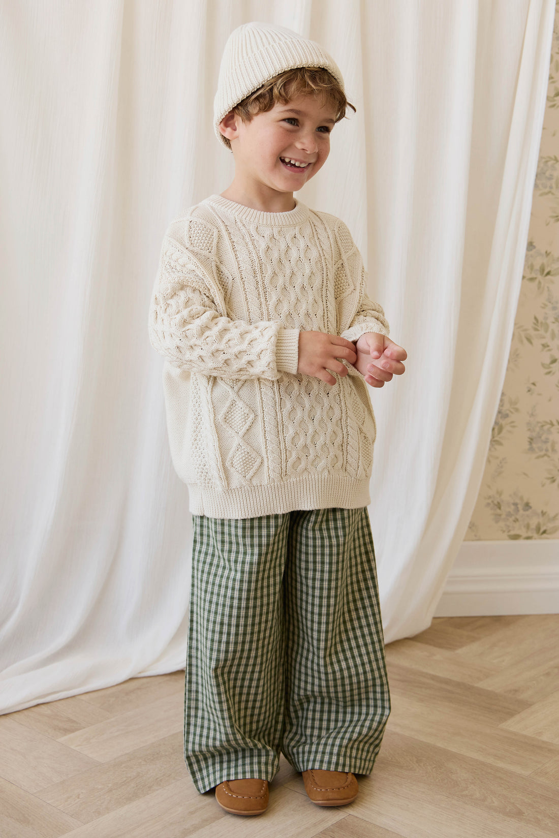 Organic Cotton Kenji Pant - Ravine Check Childrens Pant from Jamie Kay USA