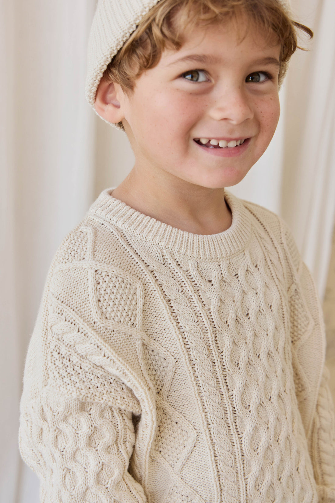 Sawyer Knit Jumper-Vanilla Childrens Jumper from Jamie Kay USA